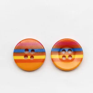 11/12/15/18mm Wide Edge Four-Eye Striped Colorful Resin Buttons 100pcs