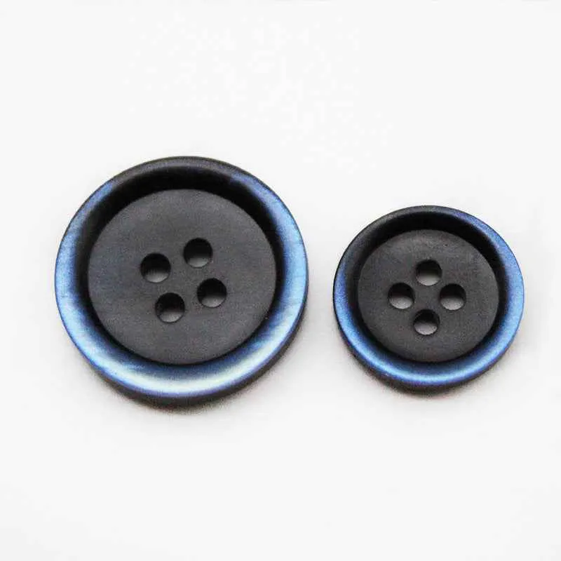 15/20mm Gradient Blue Edge Black Round 4-Hole Resin Buttons 100pcs