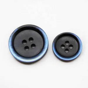 15/20mm Gradient Blue Edge Black Round 4-Hole Resin Buttons 100pcs