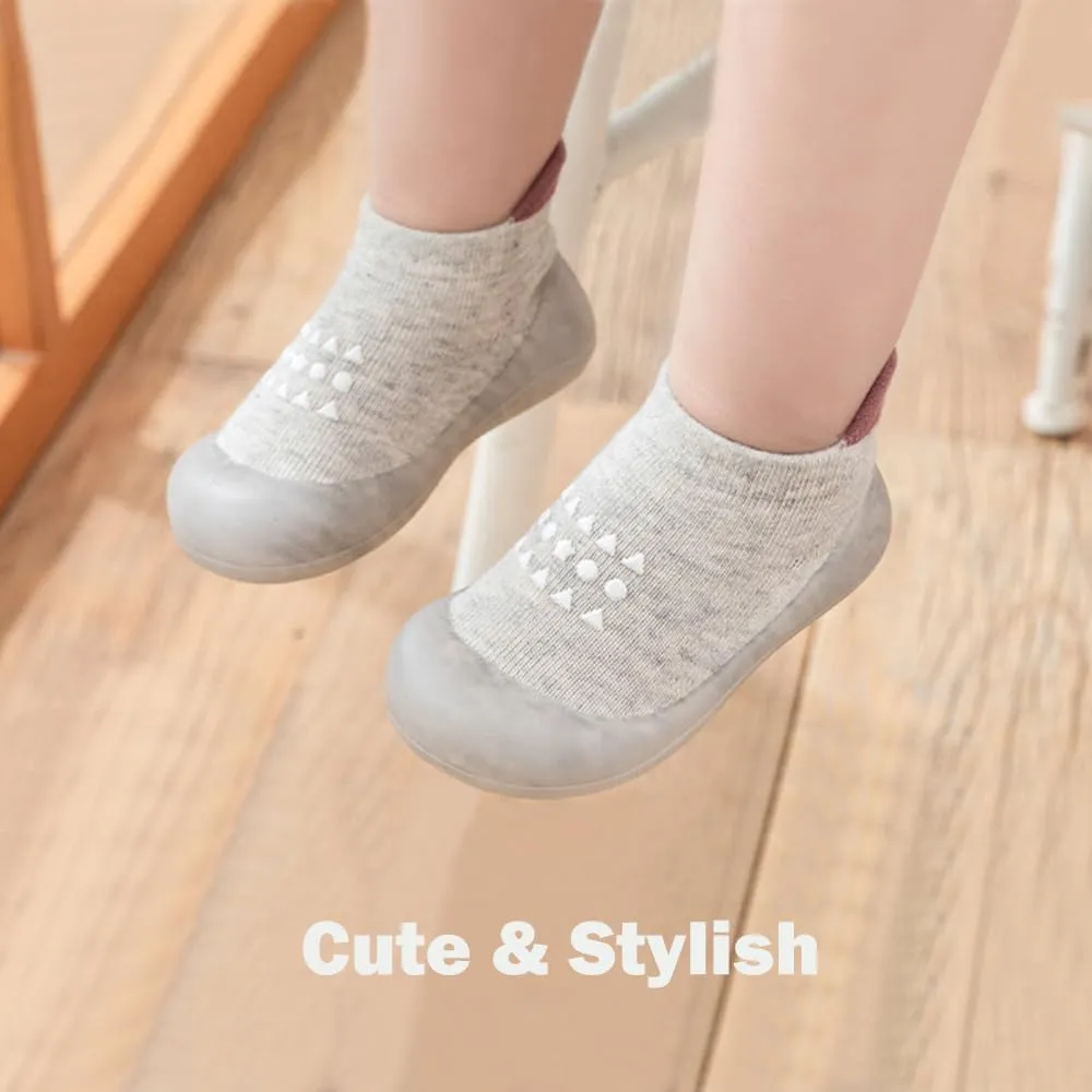 2 Pairs Baby Sock Shoes Boys Girls Non Slip Soft Rubber Sole Sneakers Toddler Infant Slip On Slippers First Walking Shoes