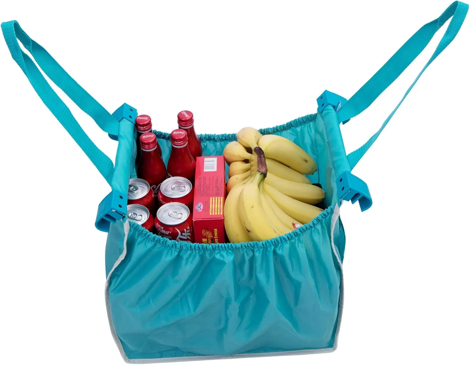 3-Pack Reusable Shopping Bags – Grocery Organizers with Universal Cart Clips, Pockets, and Foldable- Patent Blk