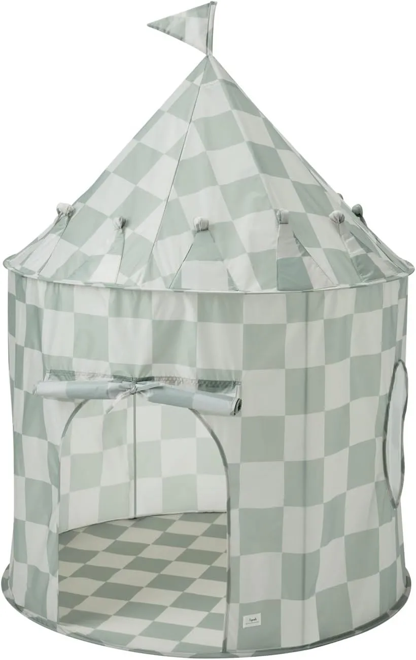 3 Sprouts Kids Play Tent - Sustainable Recycled Fabric – Fun Spacious Childs Playhouse for Indoor Games for Boys & Girls - Durable Fort Pop Up House for Toddlers & Children Age 3-10 - Checkered Green