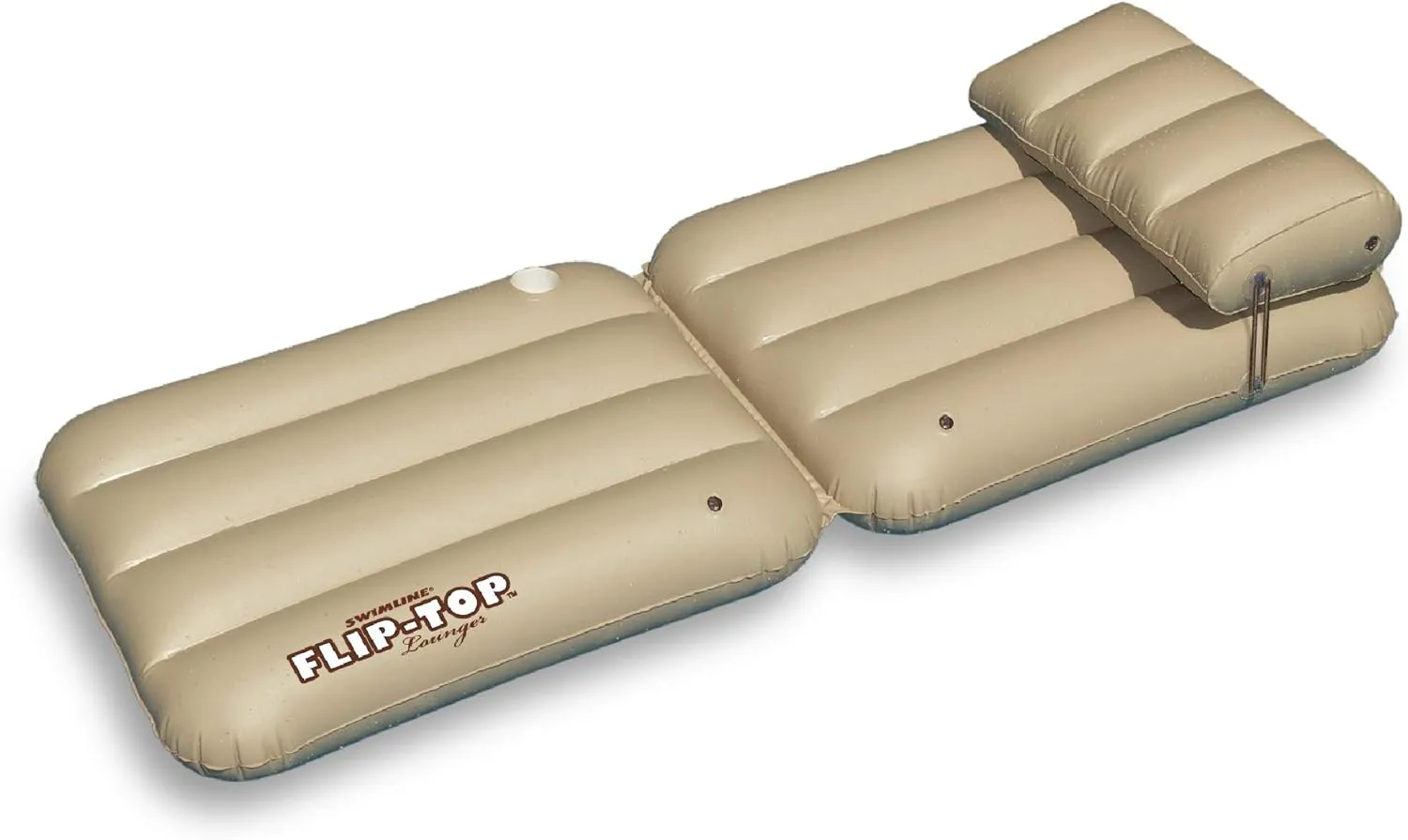 88" Inflatable Beige Adjustable Flip-Top Swimming Pool Lounger Raft