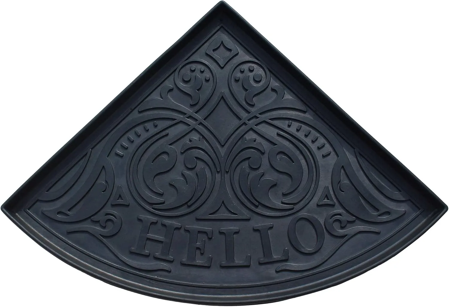 A1HC Heavy Duty Flexible and Durable 100% Rubber Hello Triangle Boot Trays Multi-Purpose for Shoes, Pets, Garden - Mudroom, Entryway, Garage and Scraper Doormat 21.6" X 21.6"