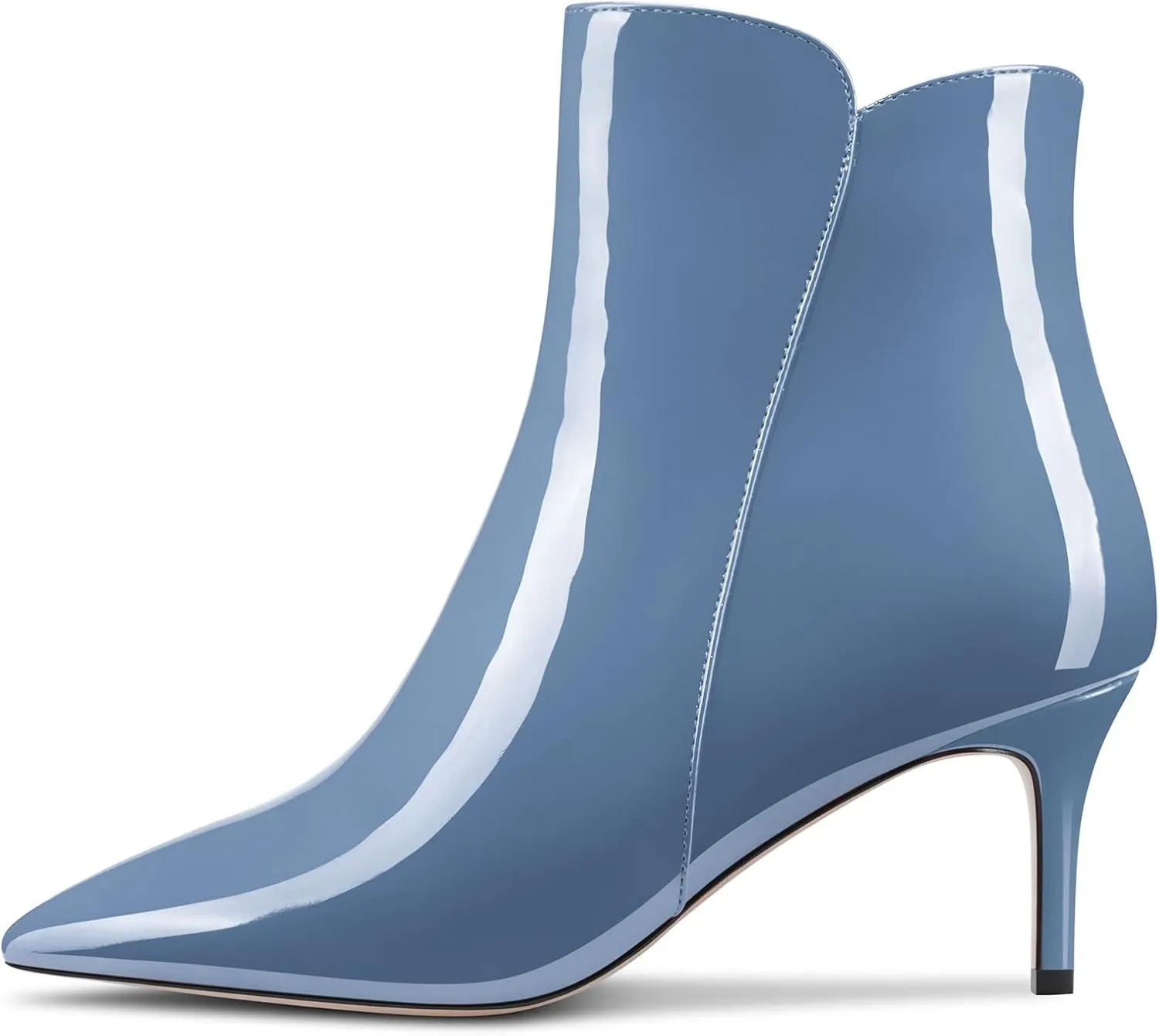 Aachcol Women Ankle Boots Short Bootie Close Pointed Toe Slip-on Stiletto Mid Heel Patent Zipper 2.5 Inch