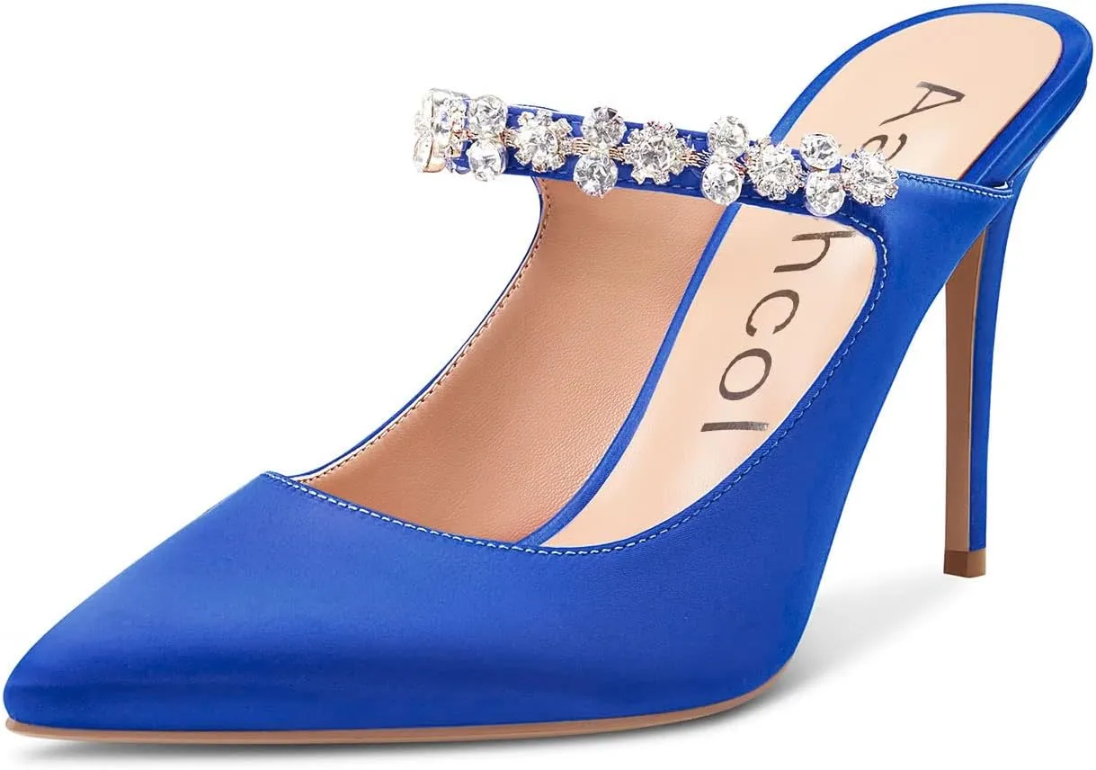 Aachcol Women Slingback Pumps Stiletto High Heel Pointed Toe Slip-on Dress Shoes Wedding 4 Inch