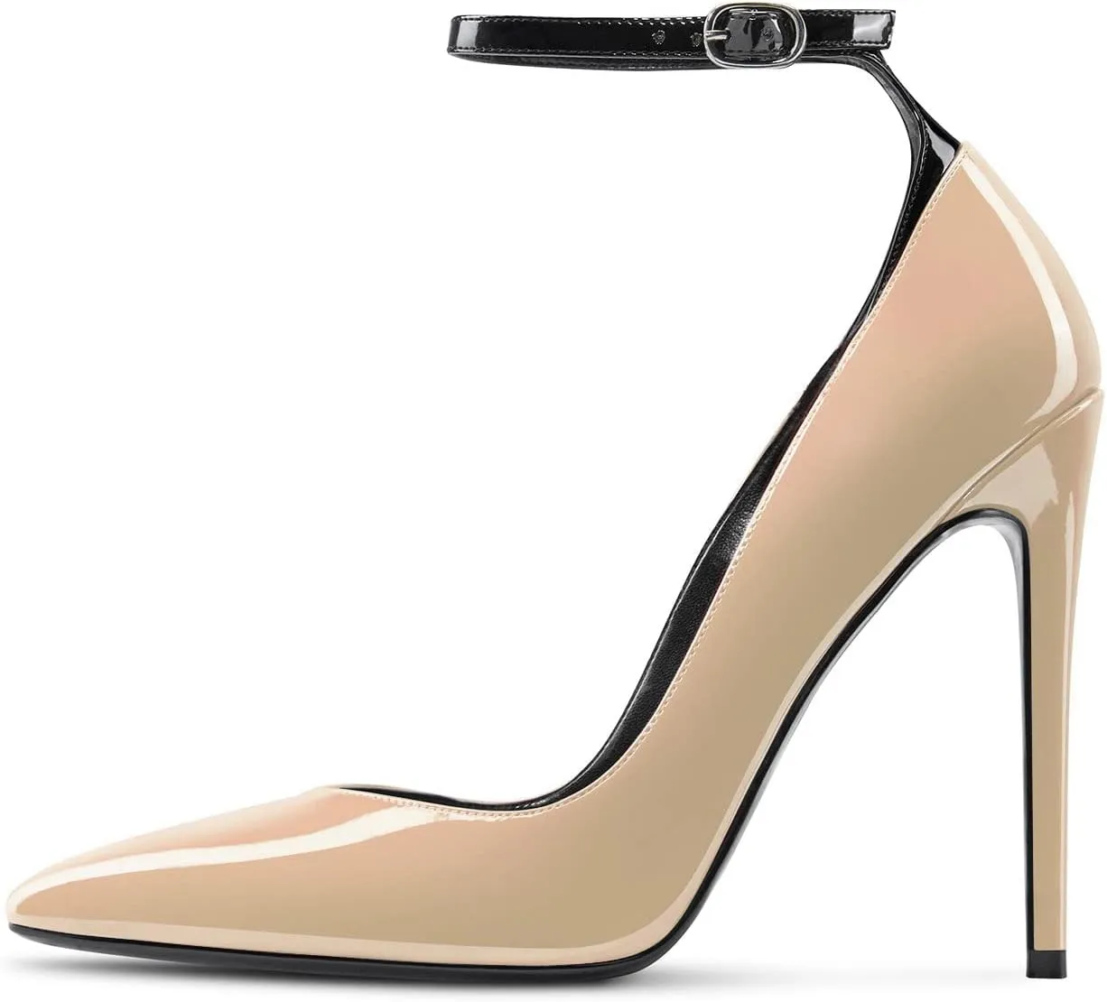 Aachcol Women Stiletto High Heel Pumps Slip-on Pointed Toe Ankle Strap Dress Shoes 5 Inch