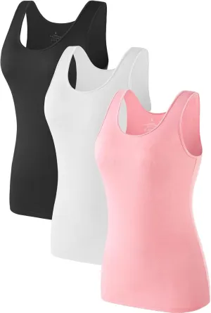 Air Curvey Basic Tank Tops for Women Sleeveless Undershirts 2-4 Pack Layering Lightweight Casual Tops