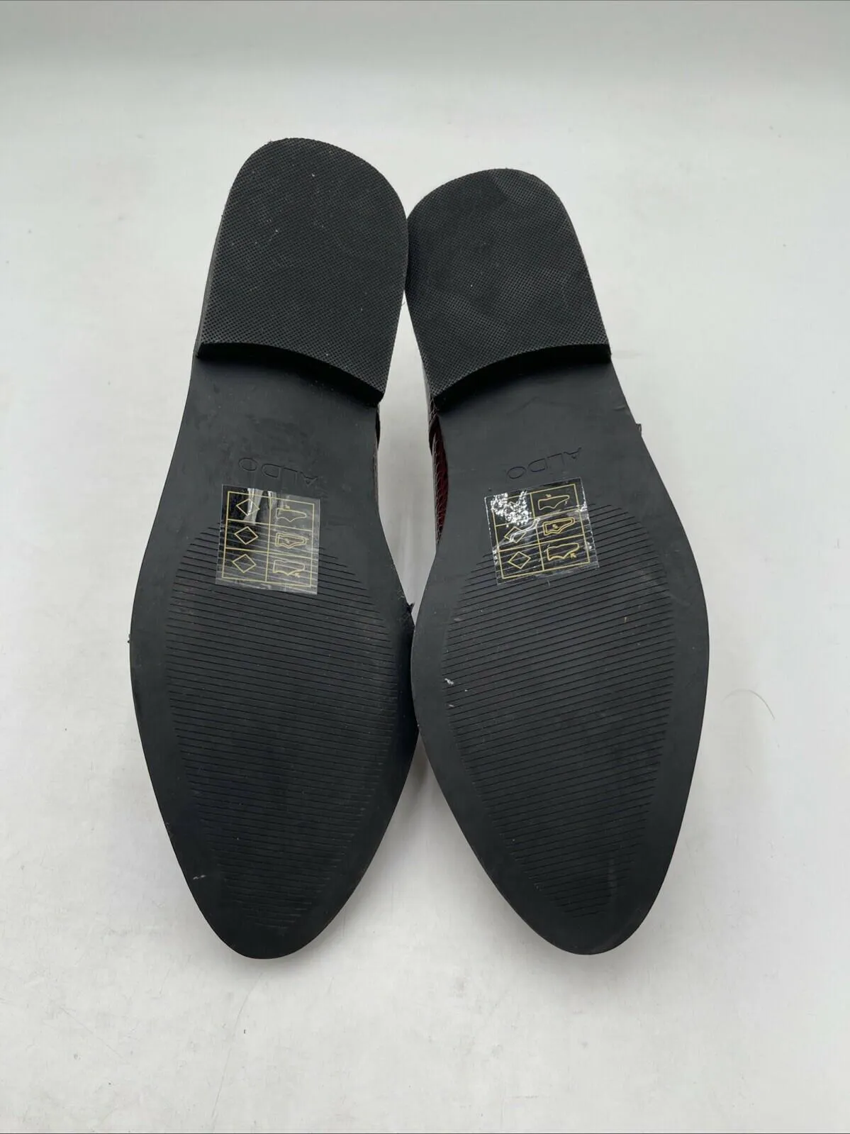 ALDO Burgundy Croc Print Leather Round Toe Monk Strap Loafers Women's Size 6.5 - Very Good