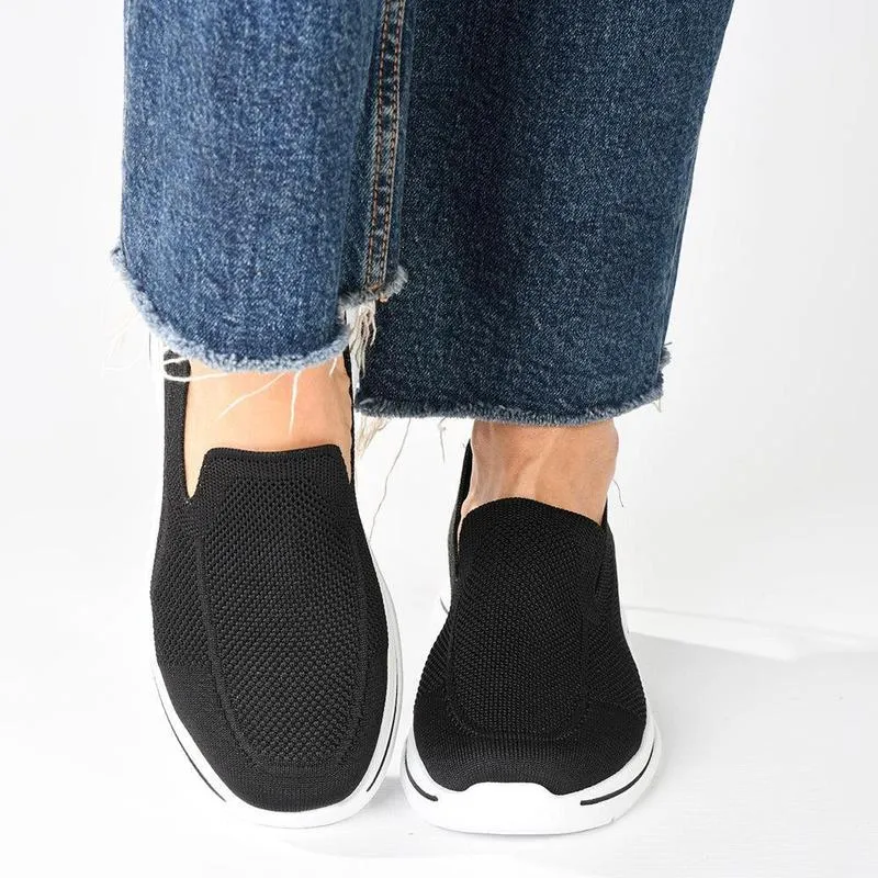 Alessio Fly Knit Slip On Sneaker  - Black / White