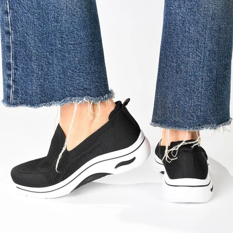 Alessio Fly Knit Slip On Sneaker  - Black / White