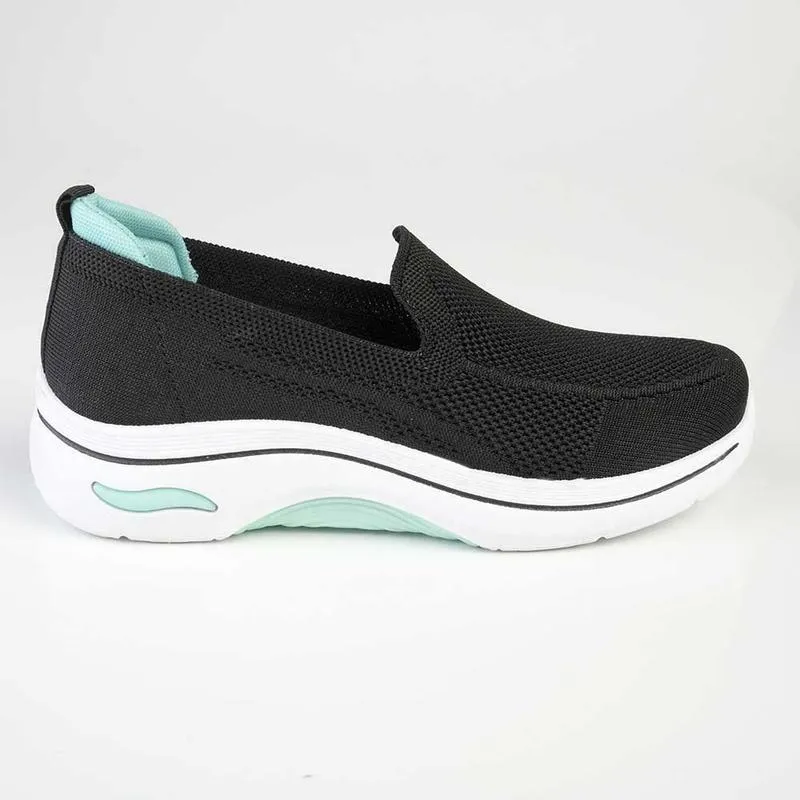Alessio Fly Knit Slip On Sneaker  - Black / White