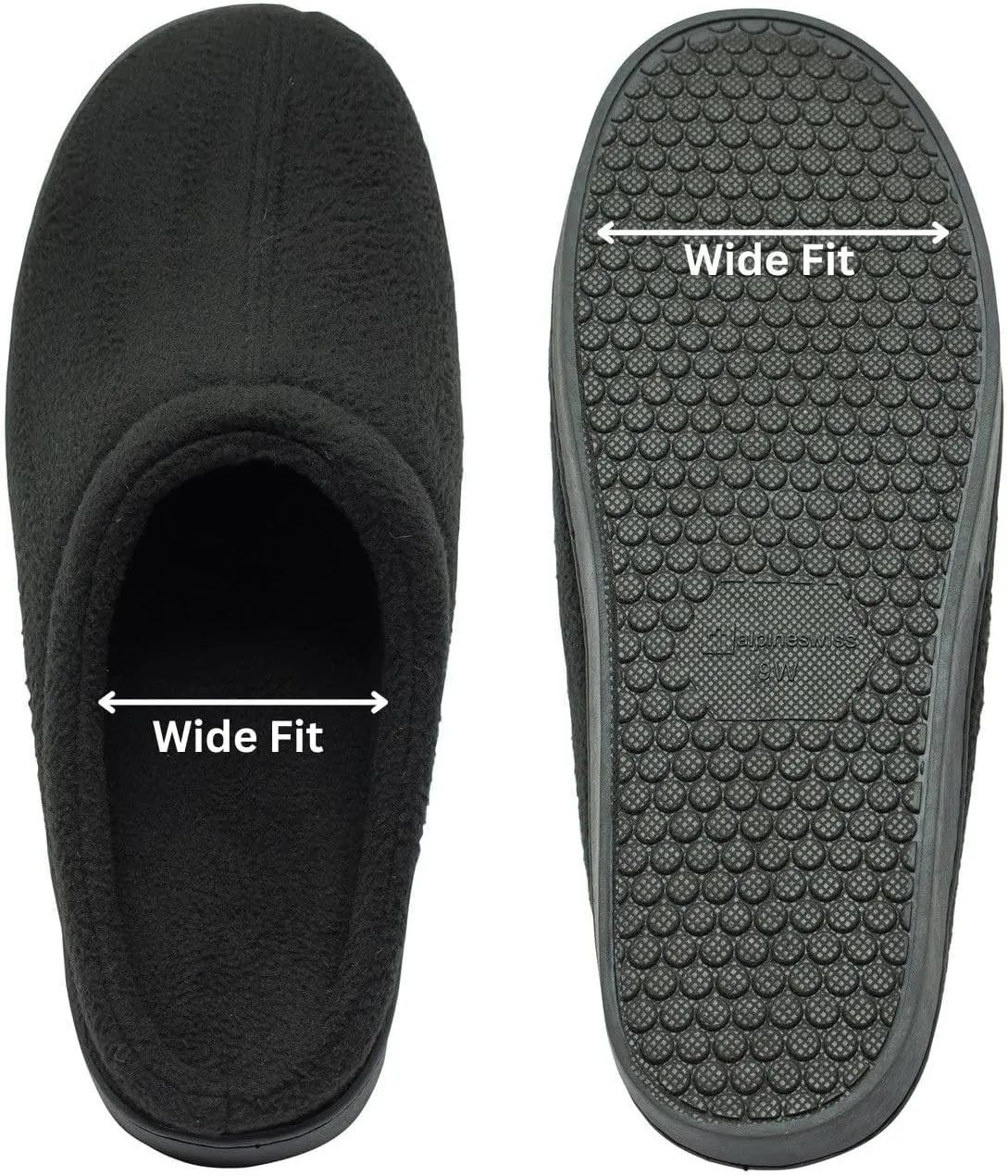 Alpine Swiss Wide Mens Fleece Clog Slippers | Wide Width Slip-On House Shoes with Memory Foam | Cozy Durable Indoor Comfort