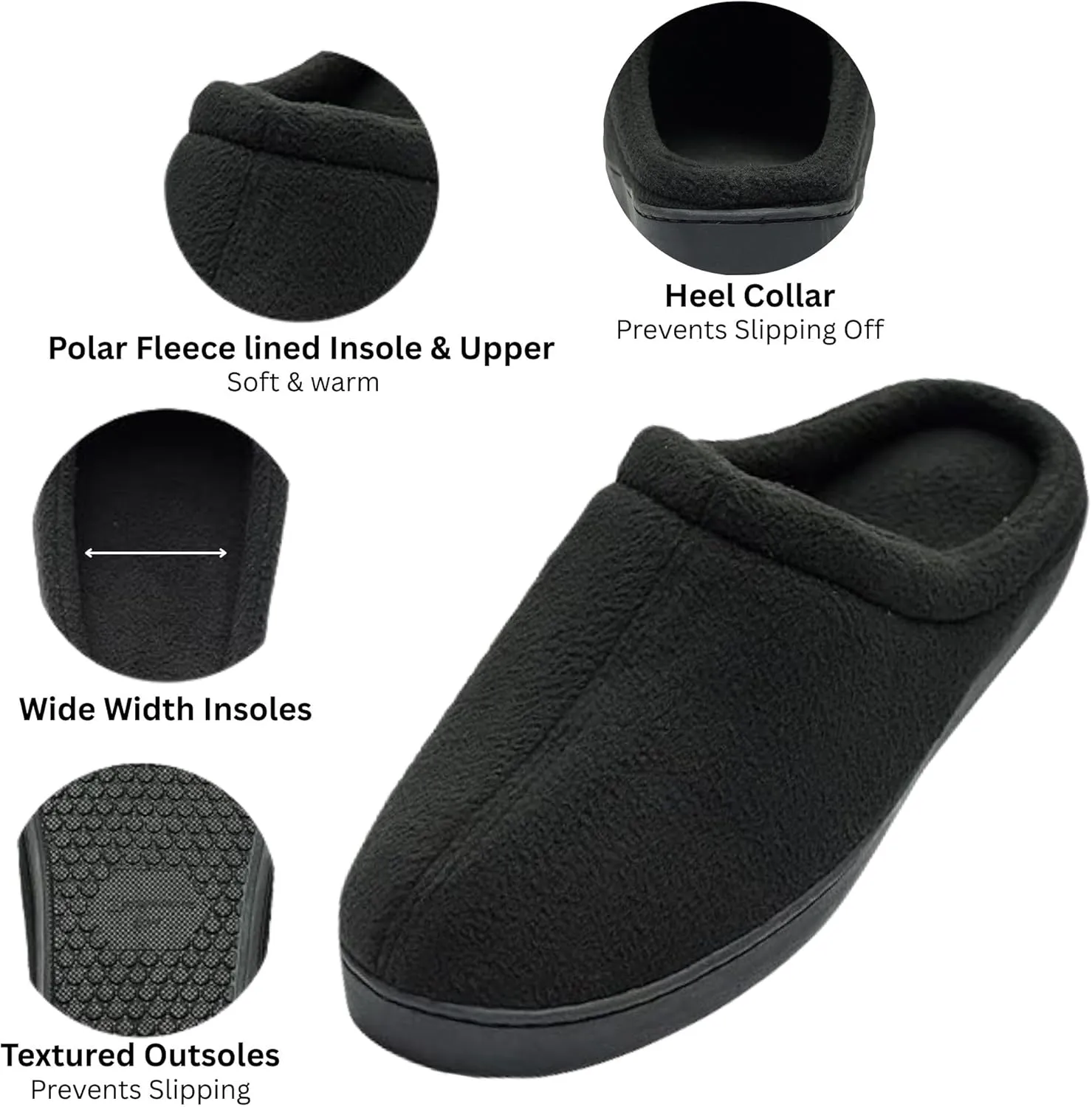 Alpine Swiss Wide Mens Fleece Clog Slippers | Wide Width Slip-On House Shoes with Memory Foam | Cozy Durable Indoor Comfort