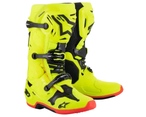 ALPINESTARS 2025 TECH 10 FLURO YELLOW/BLACK/FLURO RED BOOTS