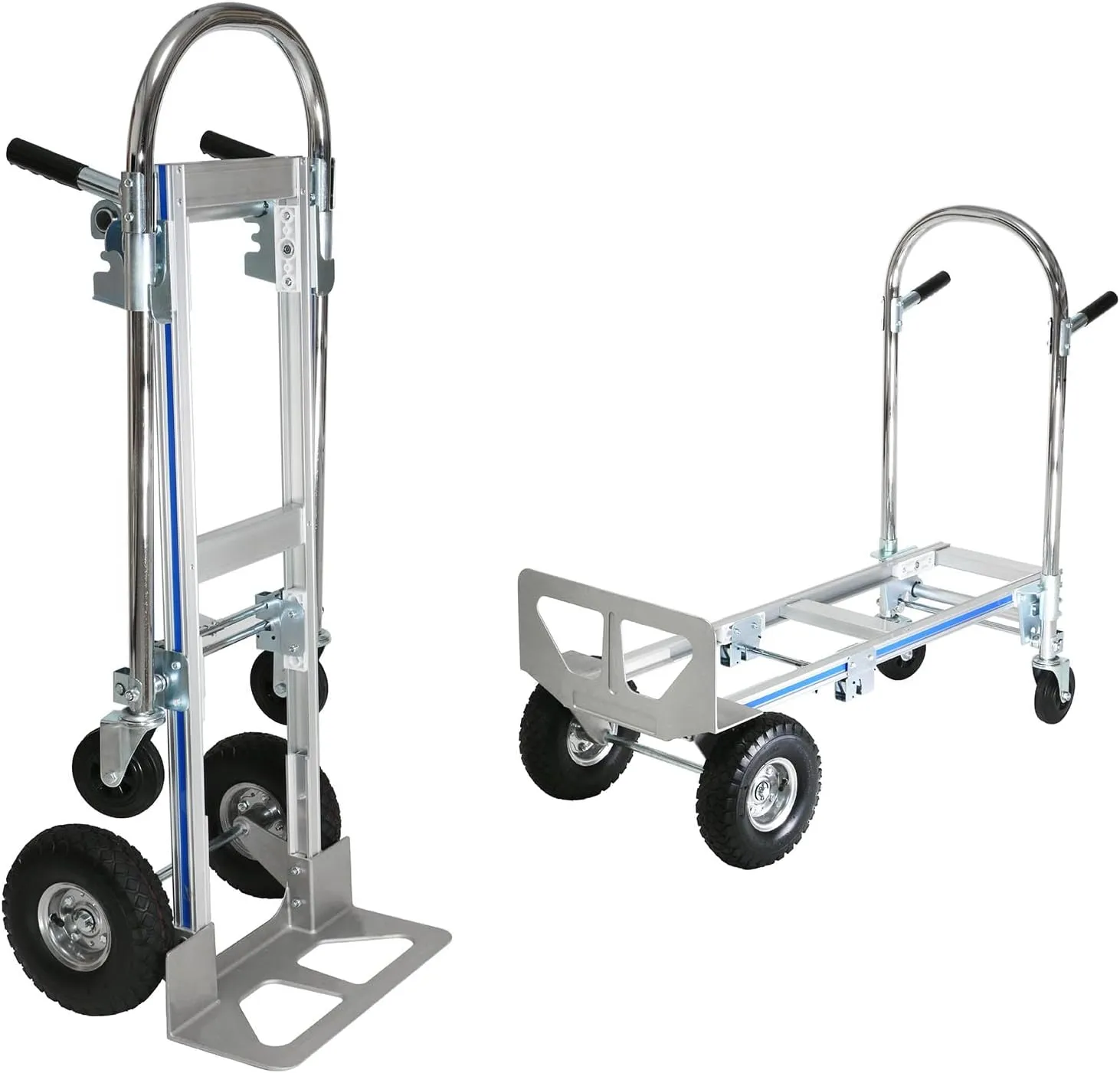 Aluminum Convertible Hand Truck, 2 in 1 Folding Dolly 800 LBS Capacity Heavy Duty Industrial Platform Cart Collapsible Truck for Transport & Moving in Warehouse, Home, Supermarket