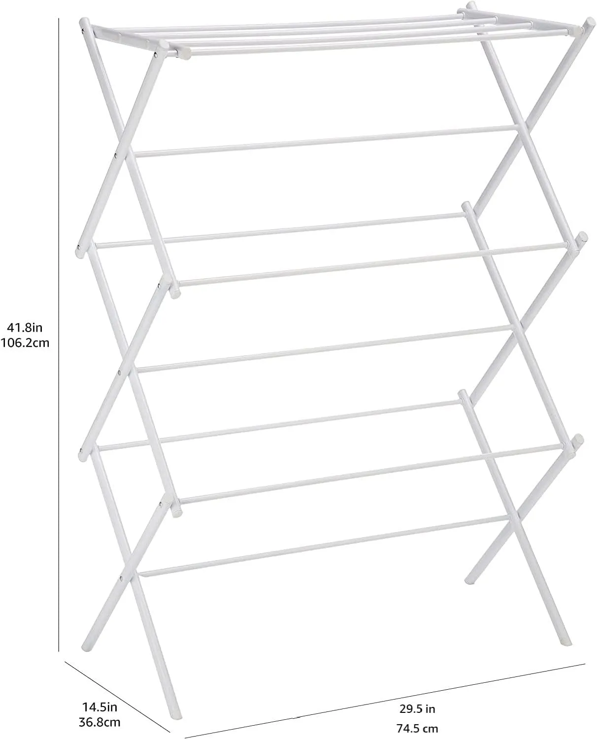 Amazon Basics Foldable Portable Laundry Rack for Air Drying Clothing, Indoor Outdoor Use - 14.5" D x 29.5" W x 41.8" H, White