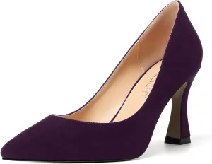 AMBELIGHT Womens Slip On Dress Pointed Toe Suede Wedding Stiletto High Heel Pumps Shoes 3.3 Inch