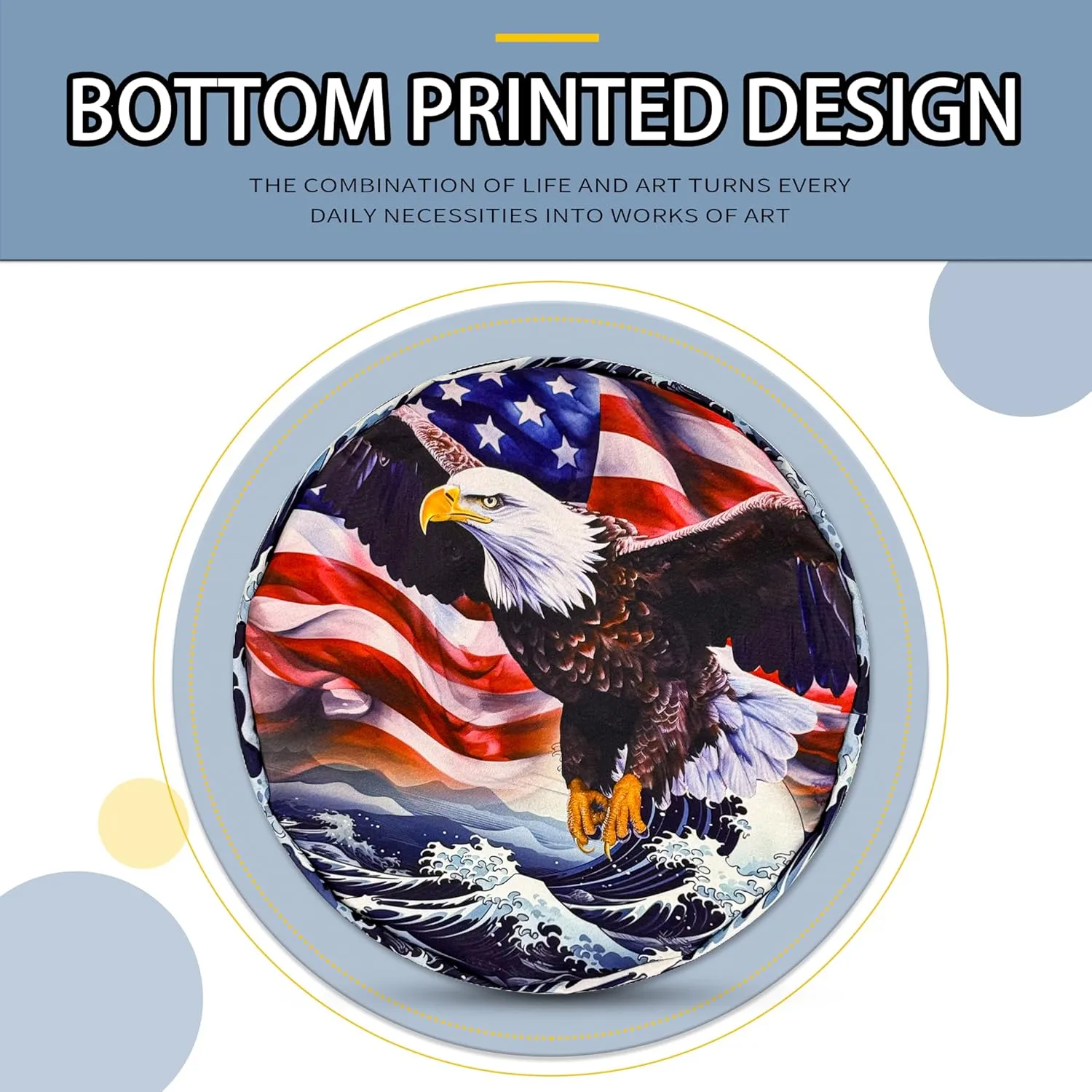 American Flag Eagle Wave Laundry Basket Foldable Oxford Cloth Funny Tote Bag Laundry Hamper Clothes Storage Bucket Toy Organizer For Bathroom/Laundry Storage/Bedroom 18.9x16.5 Inch