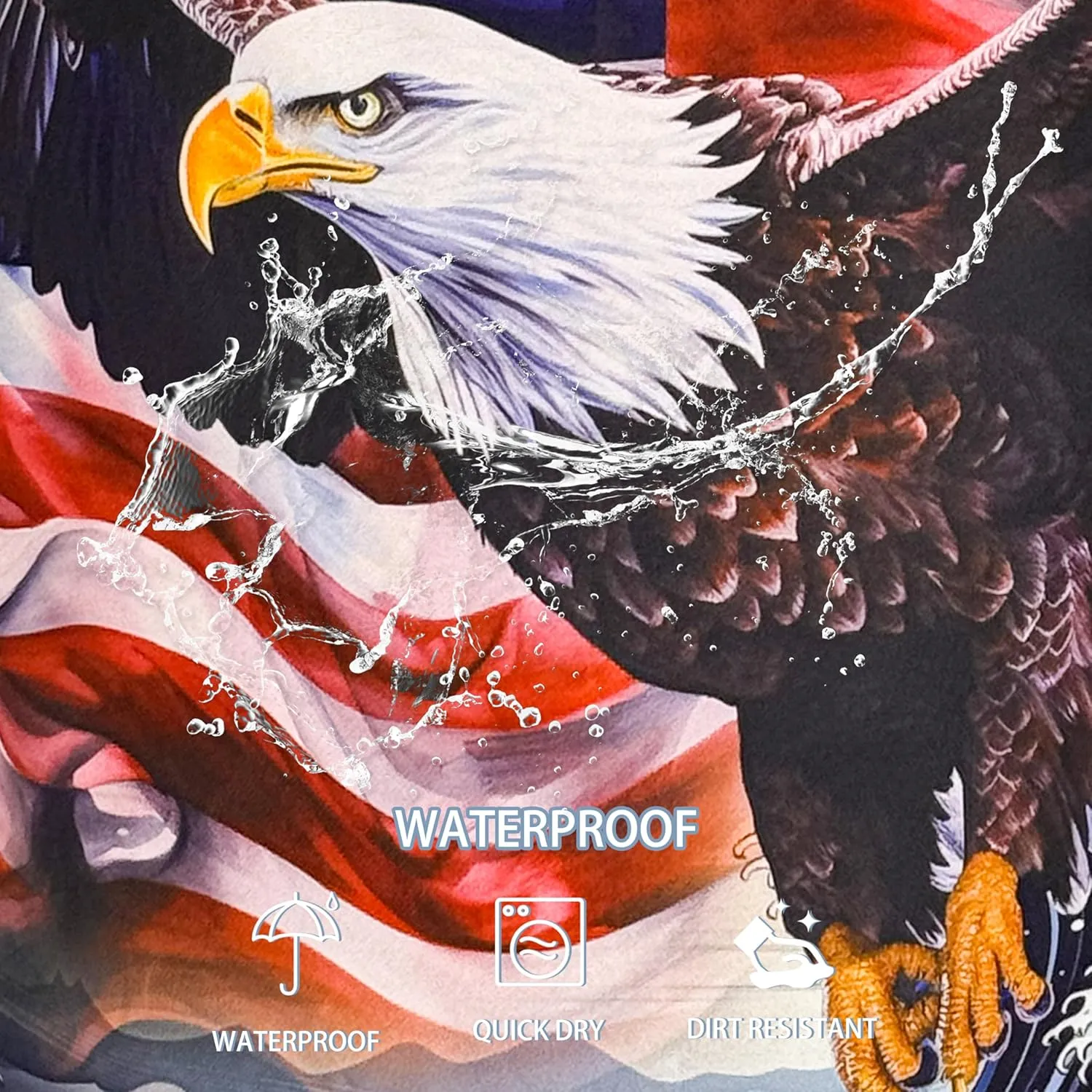 American Flag Eagle Wave Laundry Basket Foldable Oxford Cloth Funny Tote Bag Laundry Hamper Clothes Storage Bucket Toy Organizer For Bathroom/Laundry Storage/Bedroom 18.9x16.5 Inch