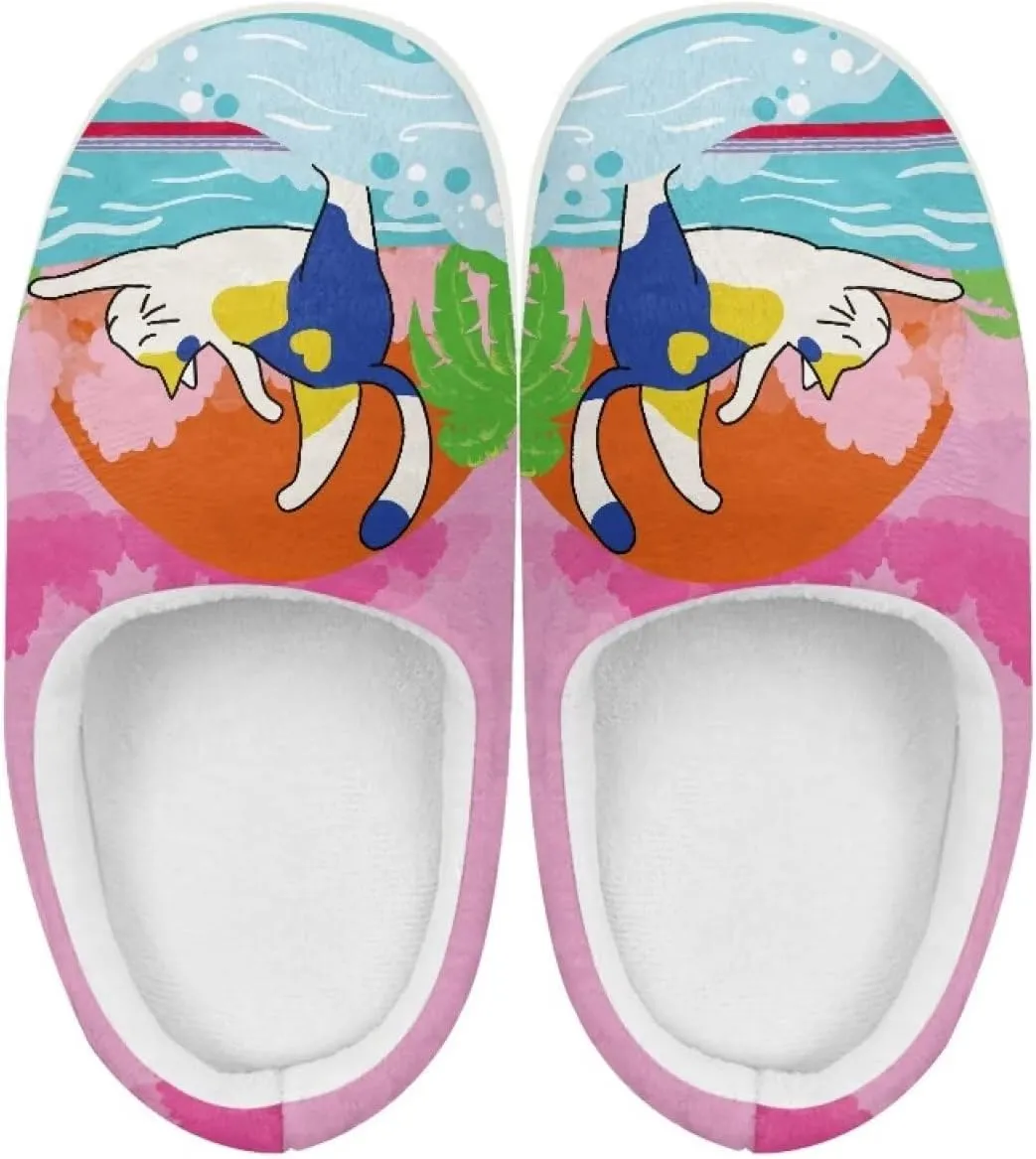 Animal Plush Slippers for Kid Warm Soft Floral Fluffy Fuzzy Slippers Slip-On Anti-Skid Outdoor Home Slipper for Kids