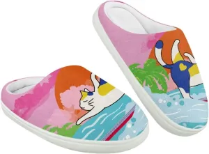 Animal Plush Slippers for Kid Warm Soft Floral Fluffy Fuzzy Slippers Slip-On Anti-Skid Outdoor Home Slipper for Kids