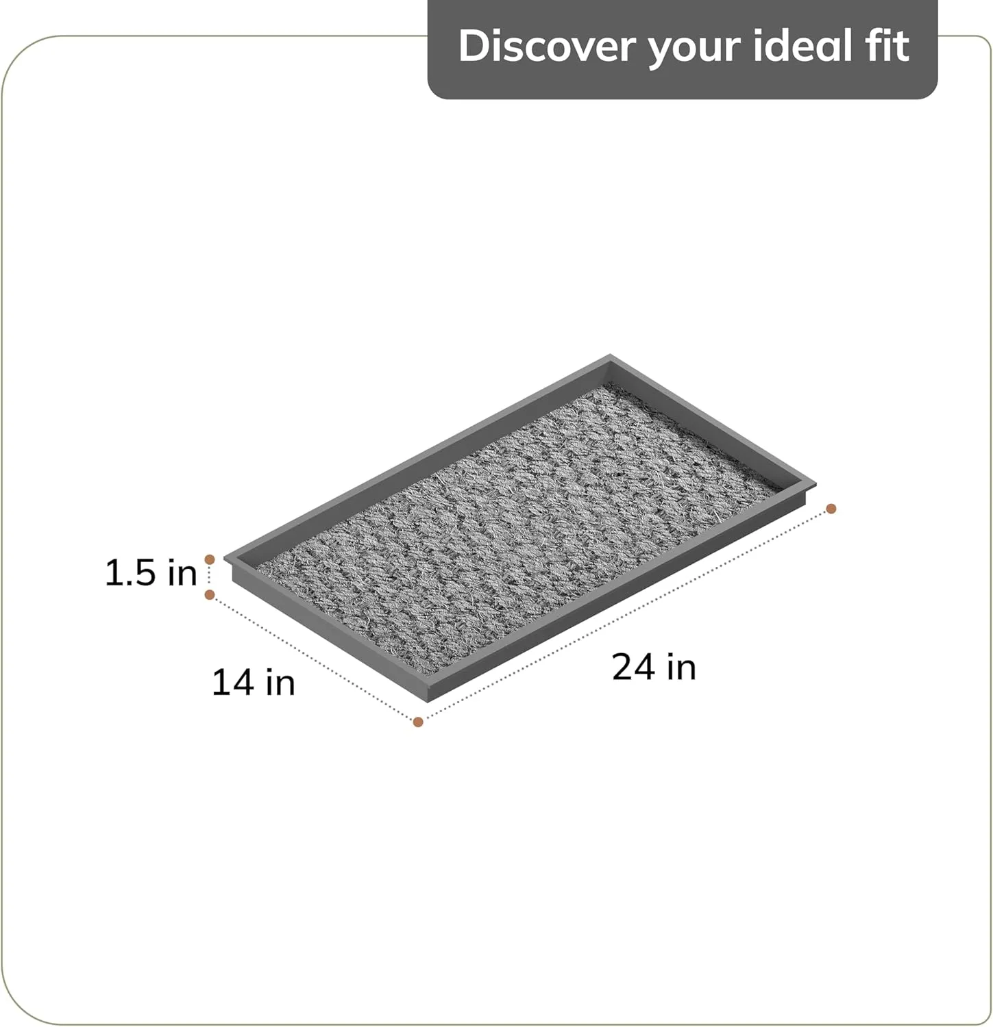 Anji Mountain Black Boot/Shoe Tray with Coir, Fits 2 Pair (24.5"" Wide), Diamond and Rubber Insert (AMB0BT2F-016)