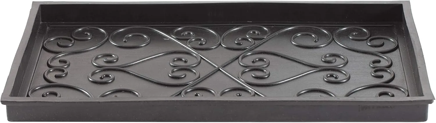 Anji Mountain Black Boot/Shoe Tray with Coir, Fits 2 Pair (24.5"" Wide), Diamond and Rubber Insert (AMB0BT2F-016)