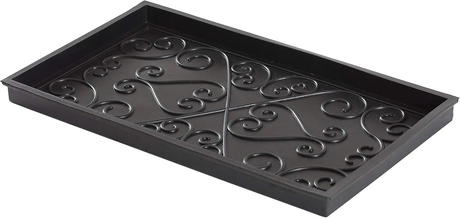 Anji Mountain Black Boot/Shoe Tray with Coir, Fits 2 Pair (24.5"" Wide), Diamond and Rubber Insert (AMB0BT2F-016)