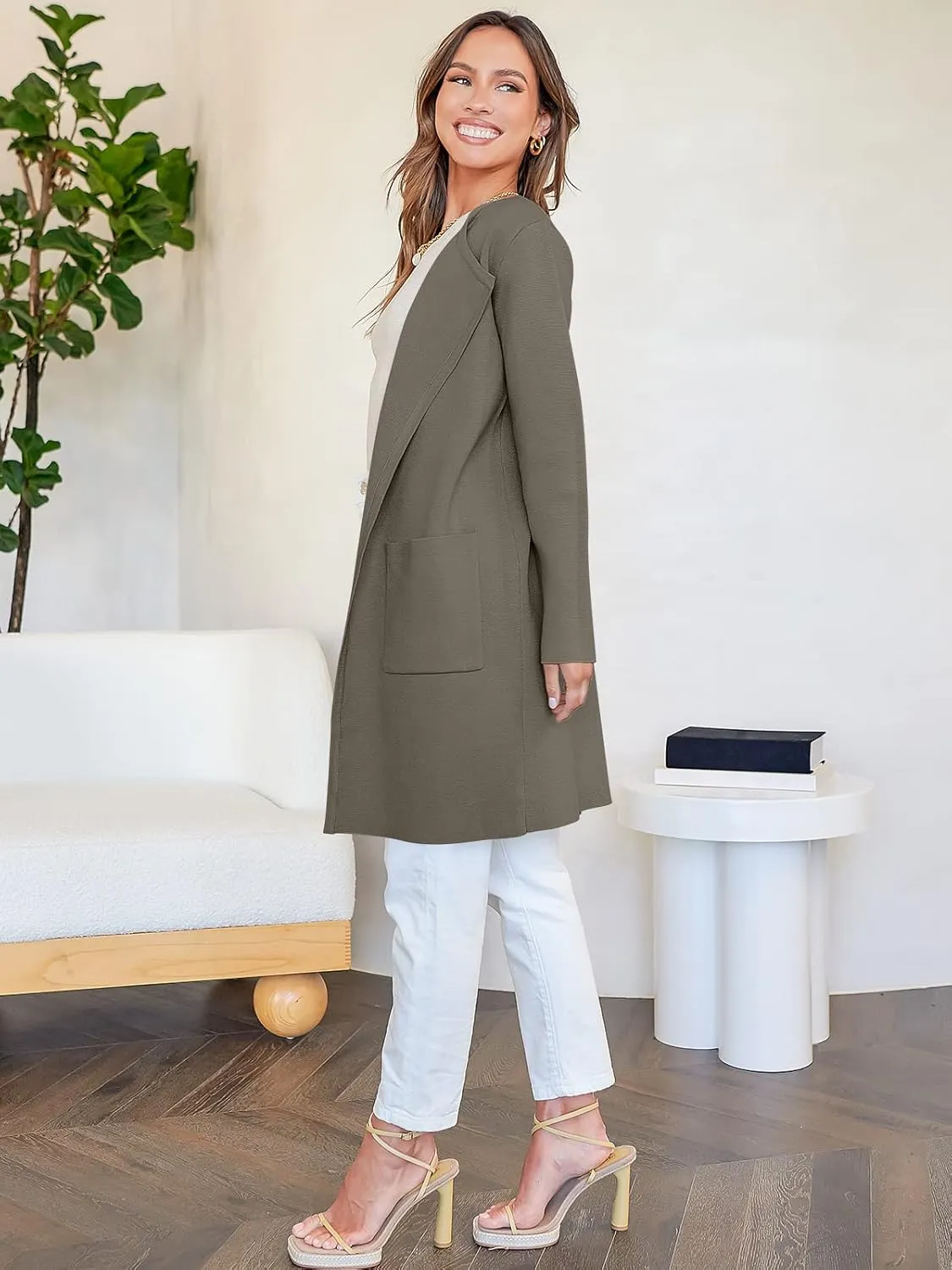 ANRABESS Women's Open Front Knit Lightweight Cardigan Casual Long Coatigan Sweater Lady Jacket Coat 2025 Fall Outerwear