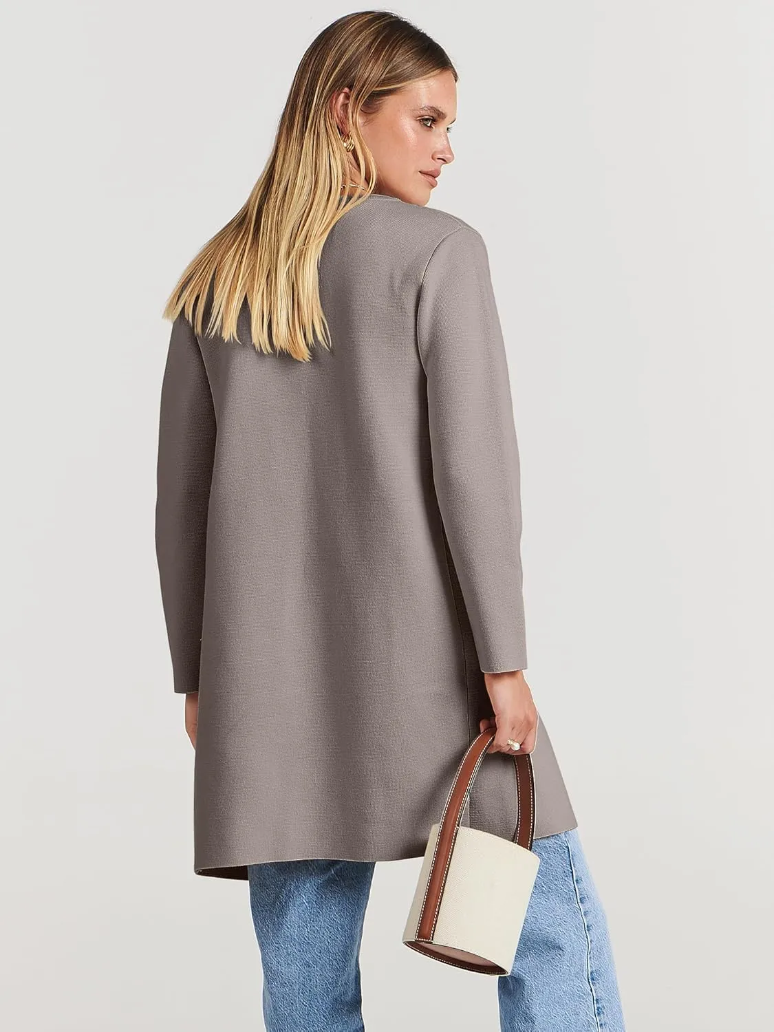 ANRABESS Women's Open Front Knit Lightweight Cardigan Casual Long Coatigan Sweater Lady Jacket Coat 2025 Fall Outerwear