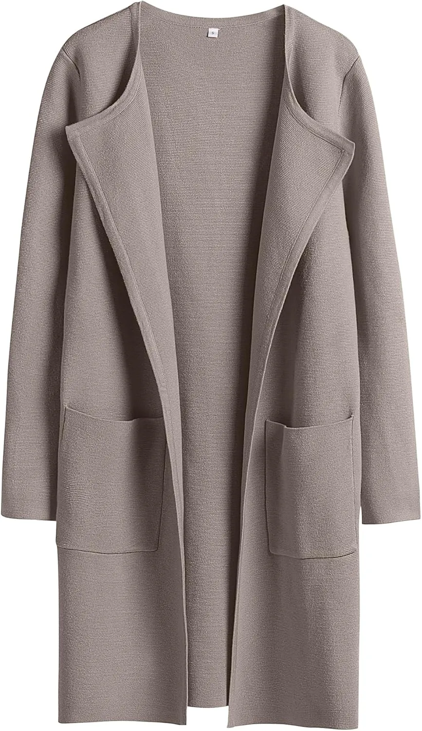 ANRABESS Women's Open Front Knit Lightweight Cardigan Casual Long Coatigan Sweater Lady Jacket Coat 2025 Fall Outerwear