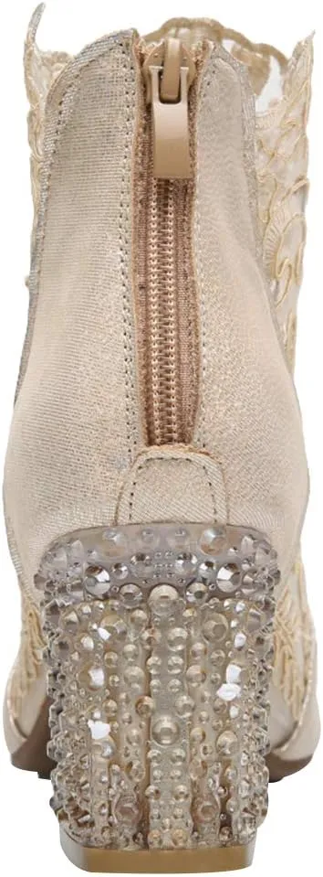 ANUFER Women Breathable Lace Peep Toe/Closed Toe Block Kitten Heel Summer Sandal Booties Dress Pumps Shoes