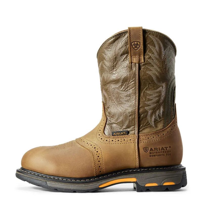 Ariat Men's WorkHog Waterproof Composite Toe Work Boot - Aged Bark / Army Green