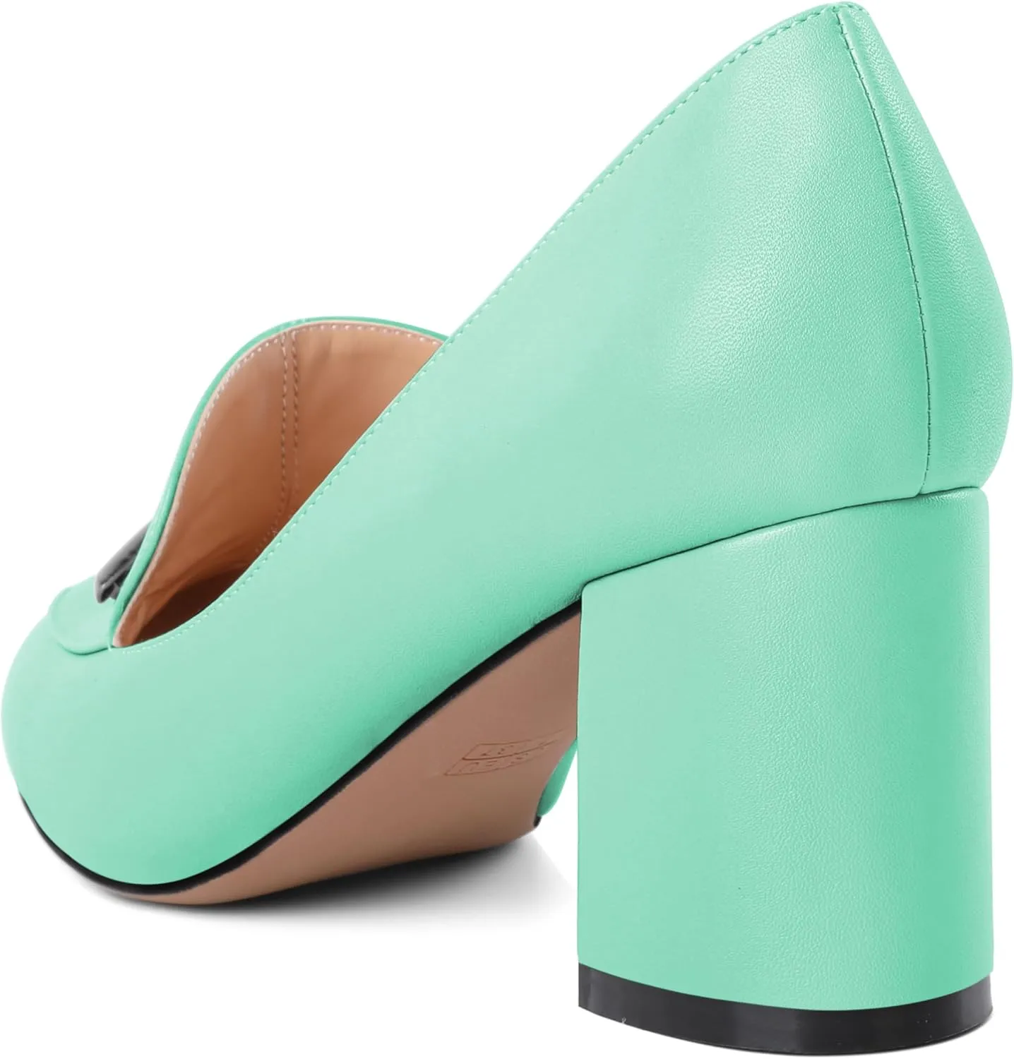 AUMOTED Heeled Loafers for Women Block Heel Loafers Comfortable Round Toe Chunky Pumps Women Work Low Heels Office Shoes 2.5 Inch