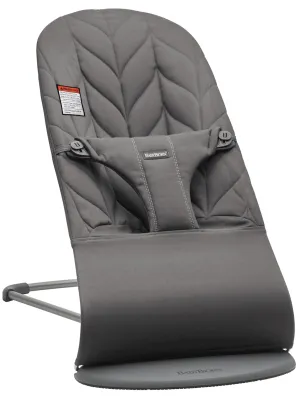 BabyBjörn Bouncer Bliss, Cotton, Petal Quilt, Anthracite 2-in-1 Adjustable Baby Bouncer Seat and Toddler Chair, Newborn to Toddler (8-29 lbs), 4 positions, Lightweight & Portable