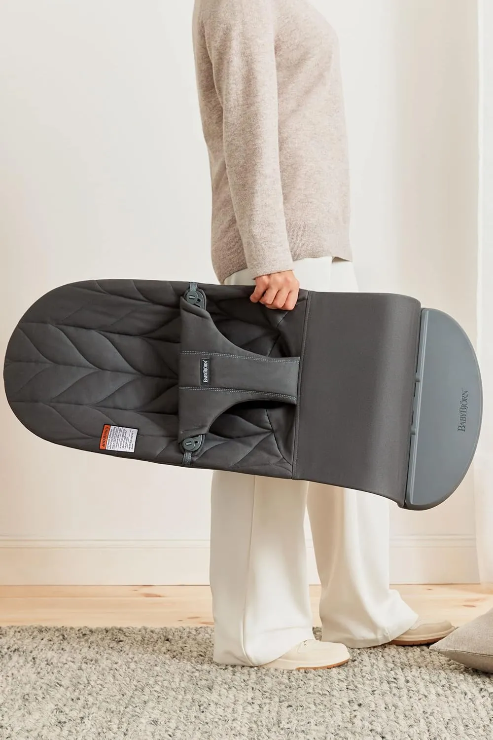 BabyBjörn Bouncer Bliss, Cotton, Petal Quilt, Anthracite 2-in-1 Adjustable Baby Bouncer Seat and Toddler Chair, Newborn to Toddler (8-29 lbs), 4 positions, Lightweight & Portable