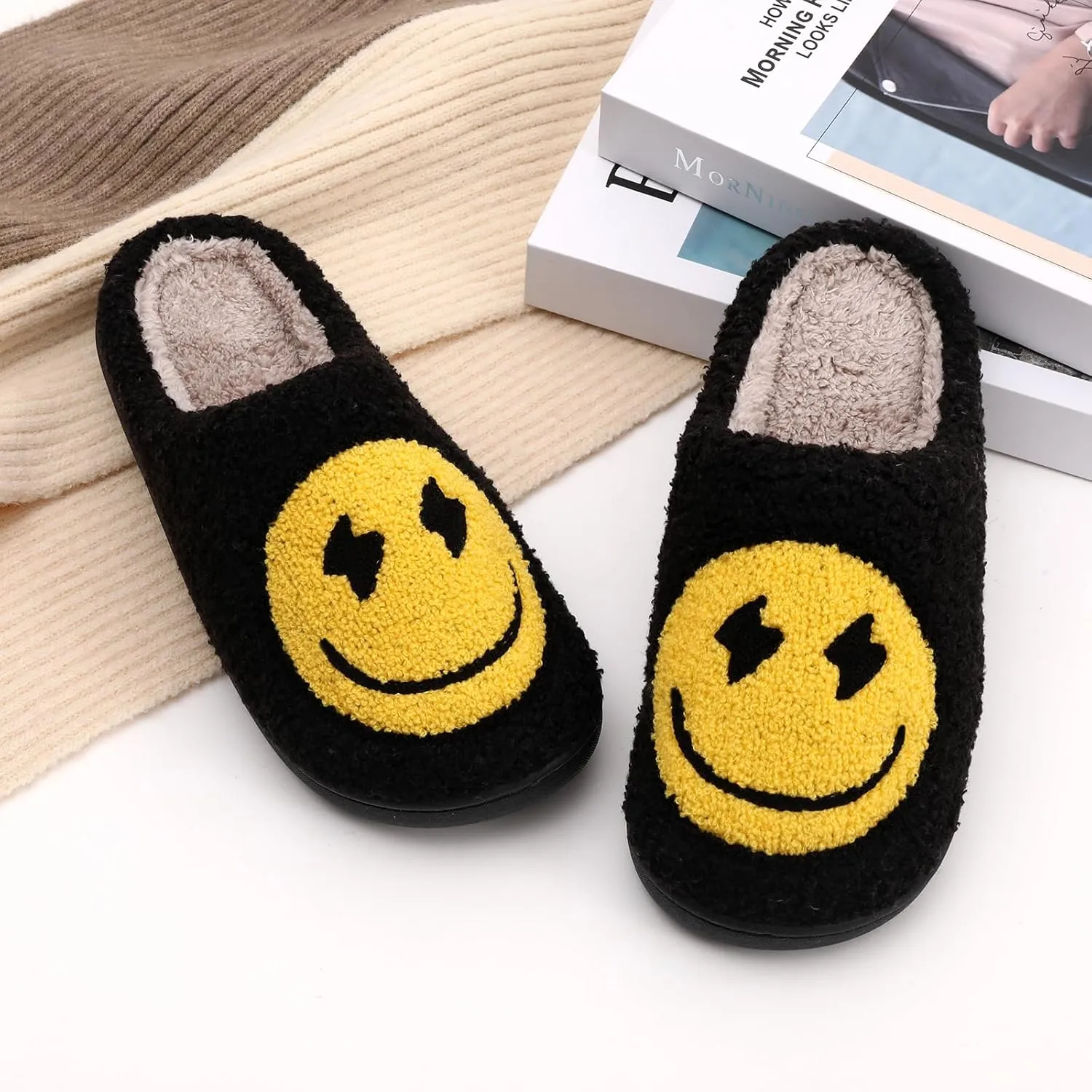 Bad Cute Bunny Slippers for Women Men Soft Fuzzy Slippers Warm Cozy Love Heart Slippers Plush Slip-On House Slippers