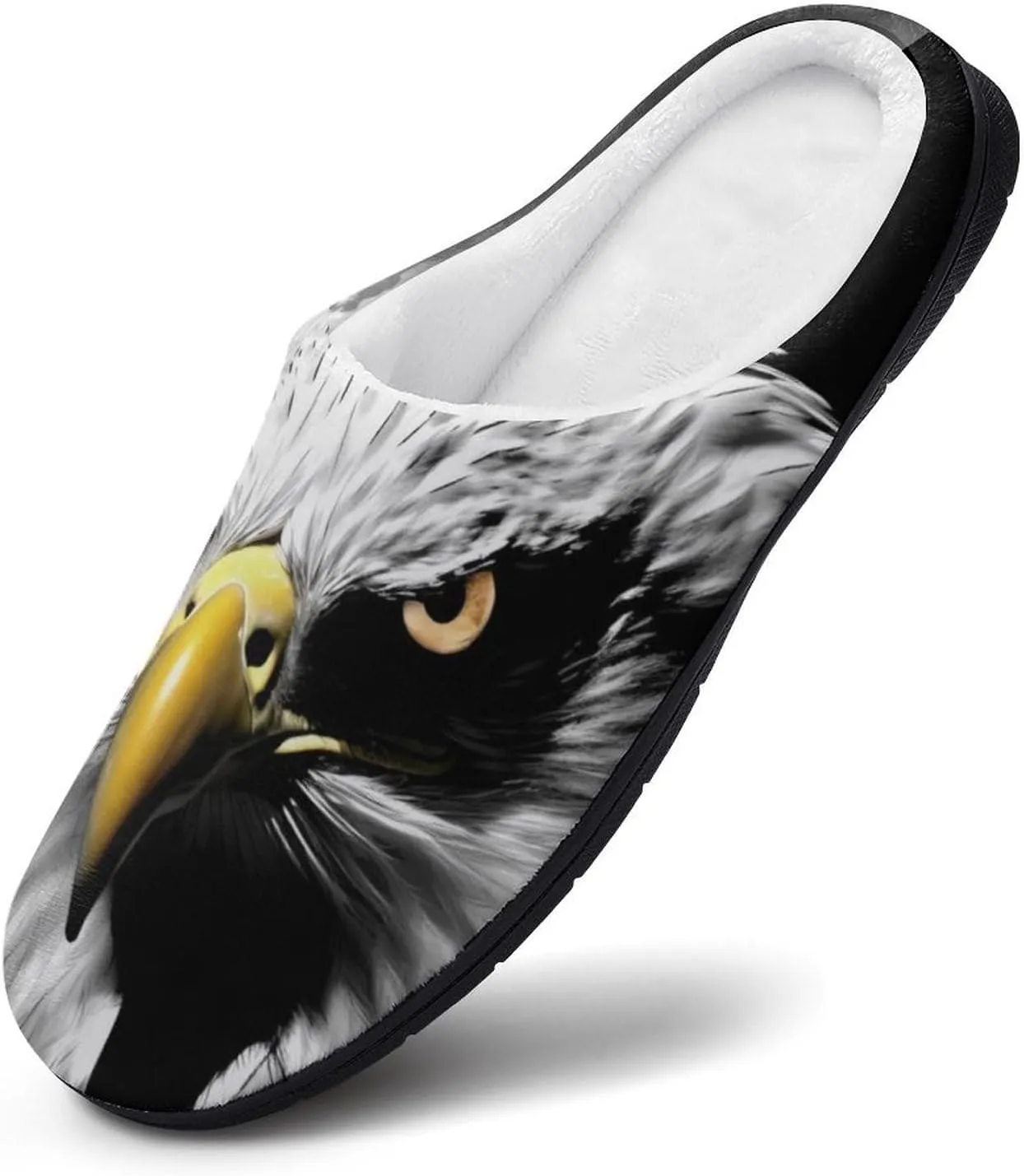 Bald Ea-gles Under Moonlight Men's Cotton Slippers House Shoes Memory Foam Indoor Slip On Home Shoes