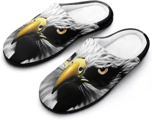Bald Ea-gles Under Moonlight Men's Cotton Slippers House Shoes Memory Foam Indoor Slip On Home Shoes