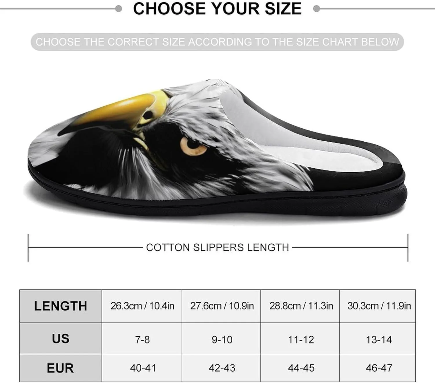 Bald Ea-gles Under Moonlight Men's Cotton Slippers House Shoes Memory Foam Indoor Slip On Home Shoes