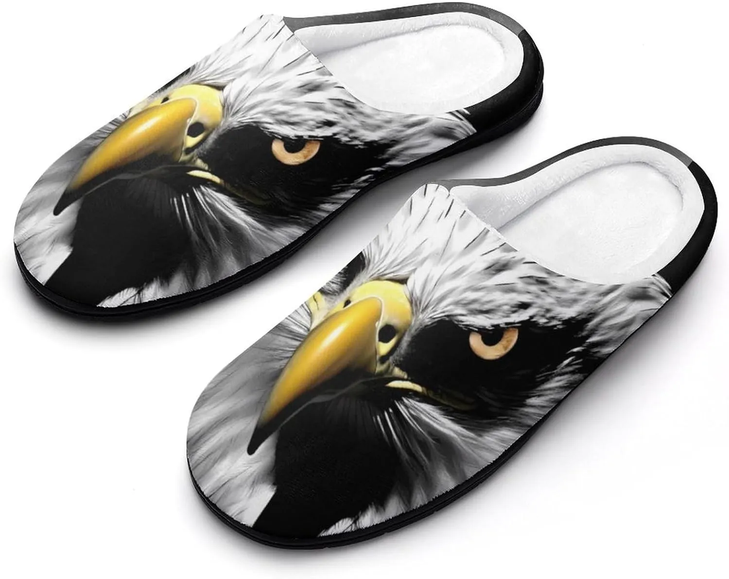 Bald Ea-gles Under Moonlight Men's Cotton Slippers House Shoes Memory Foam Indoor Slip On Home Shoes