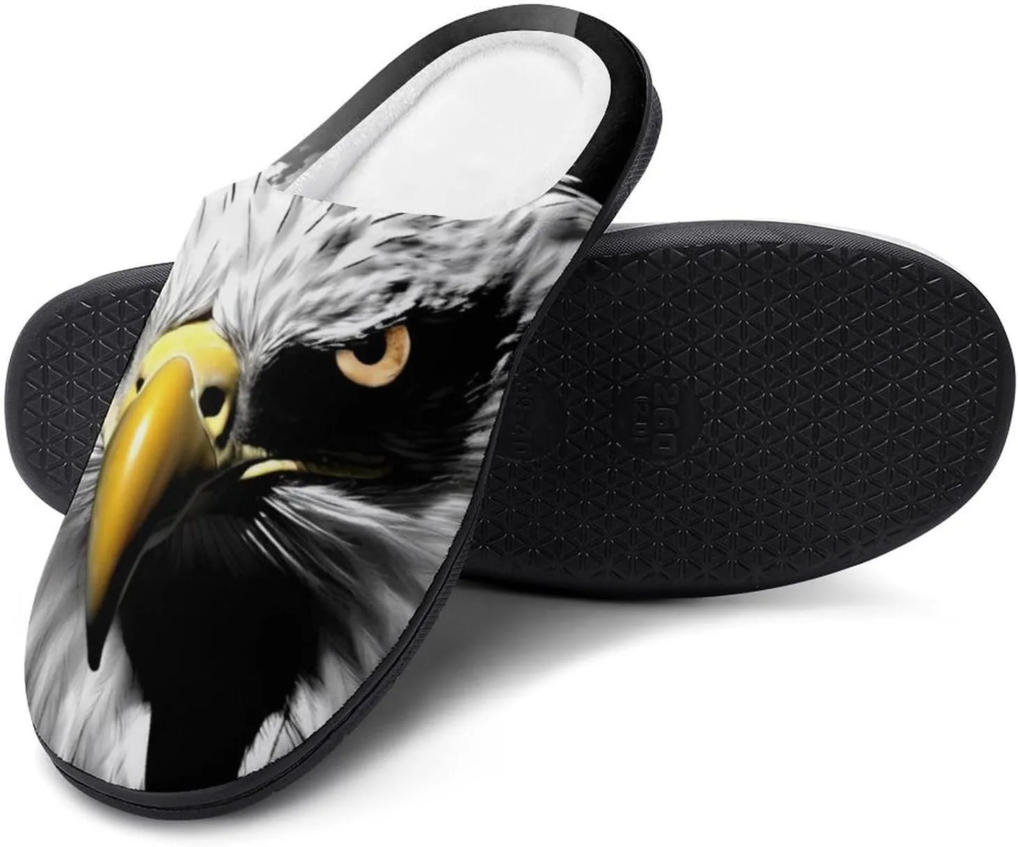 Bald Ea-gles Under Moonlight Men's Cotton Slippers House Shoes Memory Foam Indoor Slip On Home Shoes