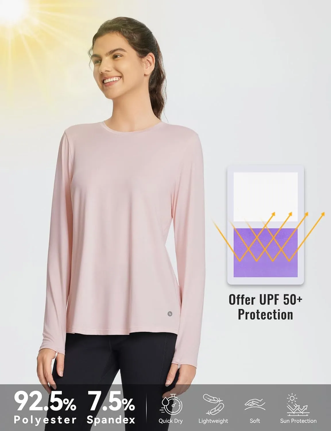 baleaf Long Sleeve Workout Tops for Women Running Athletic Shirts Active Quick Dry Lightweight Moisture Wicking