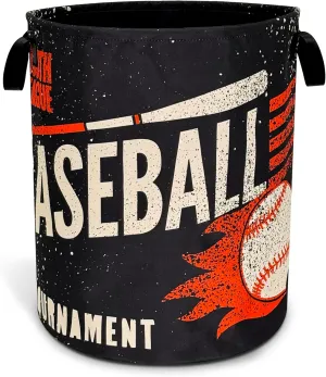 Baseball Laundry Basket Foldable Oxford Cloth Funny Tote Bag Laundry Hamper Clothes Storage Bucket Toy Organizer For Bathroom/Laundry Storage/Bedroom 18.9x16.5 Inch
