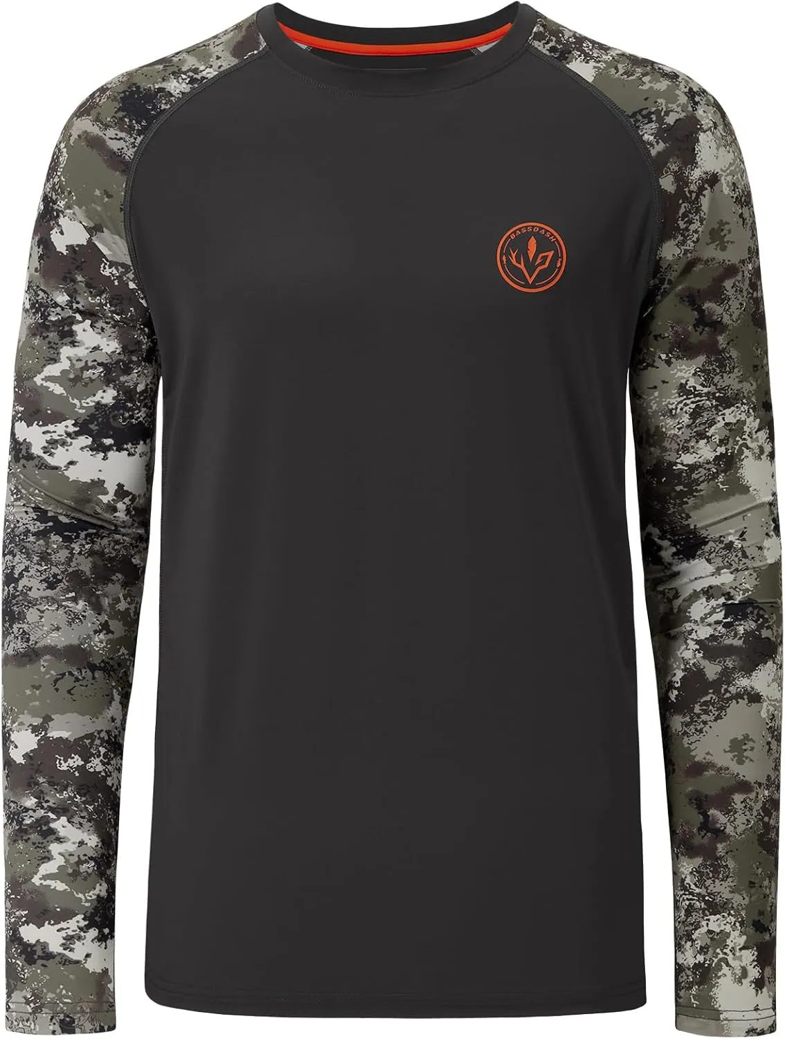BASSDASH Men’s Lightweight Camo Hunting Shirt UPF 50  Sun Protection Long Sleeve Hiking Fishing Performance Tee Mesh Panels