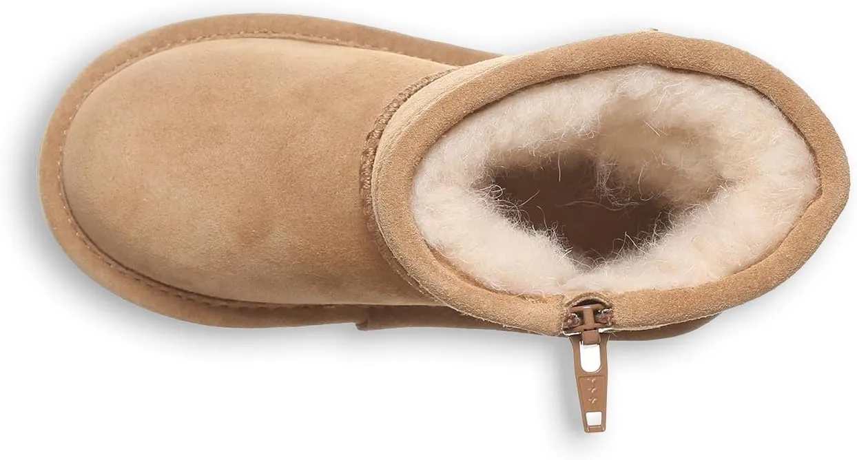 BEARPAW Elle Toddler Multiple Colors | Toddler's Boot Classic Suede with Zipper | Kid's Slip On Boot | Comfortable Winter Boot