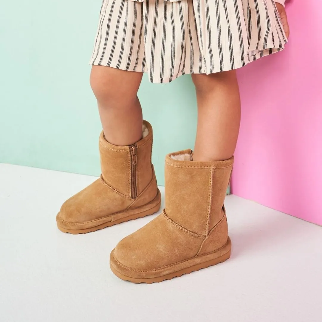BEARPAW Elle Toddler Multiple Colors | Toddler's Boot Classic Suede with Zipper | Kid's Slip On Boot | Comfortable Winter Boot