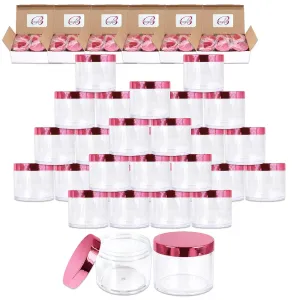 Beauticom 120g/120ml (4 Fl Oz) Thick Double Wall Leak-Proof Round Clear Plastic Jars with Flat Top Lids for Creams, Lotions, Powders, Glitters, and more… (Color: Rose Gold Lid, Quantity: 36 Pieces)