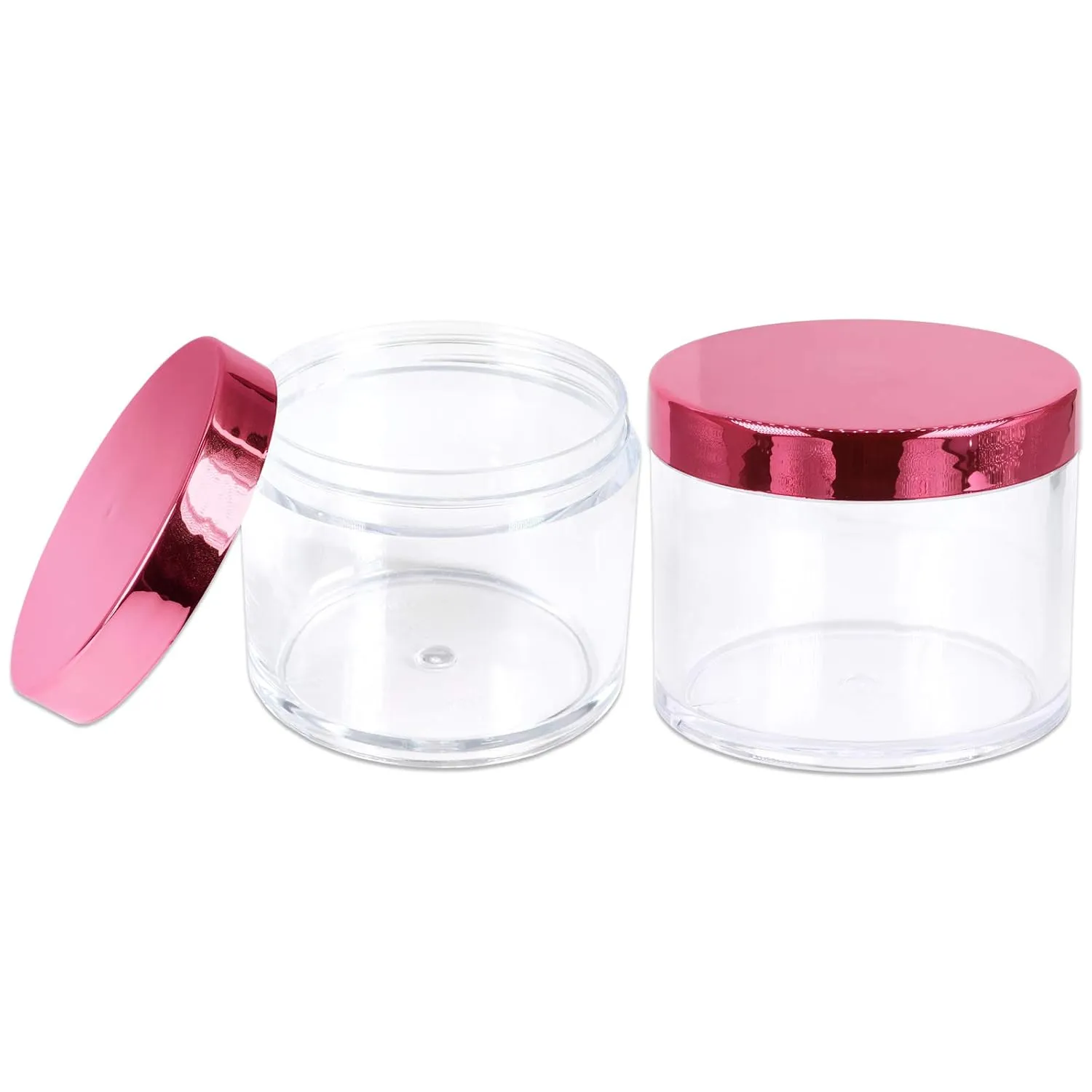 Beauticom 120g/120ml (4 Fl Oz) Thick Double Wall Leak-Proof Round Clear Plastic Jars with Flat Top Lids for Creams, Lotions, Powders, Glitters, and more… (Color: Rose Gold Lid, Quantity: 36 Pieces)